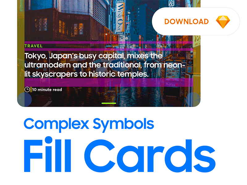 Complex Responsive Symbols: Fill Card Library button buttons designsystem download download for free modular design responsive sketch sketchapp symbols system design uds ui uversadesignsystem
