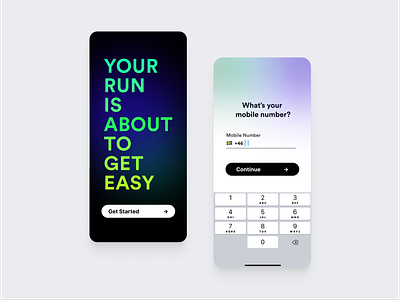 Fitness App Onboarding app branding dailyui darkmode design fitness gradient mesh minimaldesign mobilenumber onboarding run runapp signup simpleui trends typography ui uidesigner uxdesigner