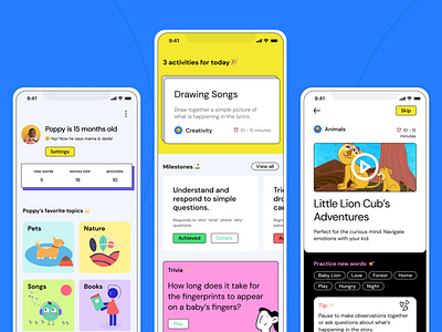 Language Learning app UI android app appdesign babies dailyui design edtech education figma fun illustration ios kids language learning minimal parents trends ui uidesign