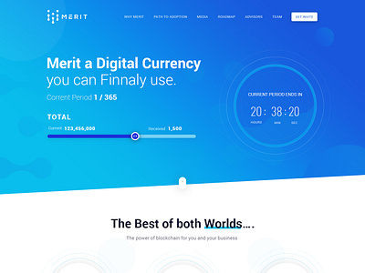 Merit block chain branding digital currency esolz esolzwebdesign illustration web design website