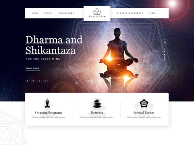 Breathe calmness esolz meditation peaceful retreat web design website yoga