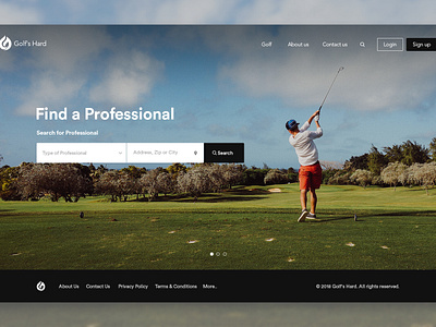 Golf's Hard design esolz golf landing page professional sport ui web page