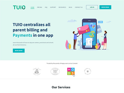 Tuio branding children esolz illustration parent payement web design web page design website