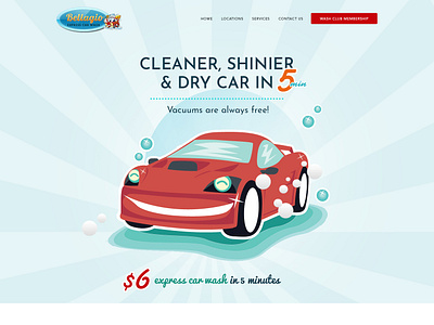 Bellagio Car Wash carwash esolz esolzwebdesign illustration self service ui web page website