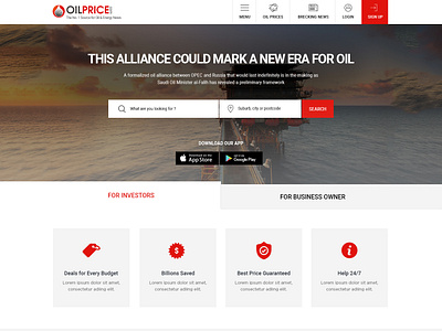 Oil Price.com esolz esolzwebdesign home page design landing page oil web page website