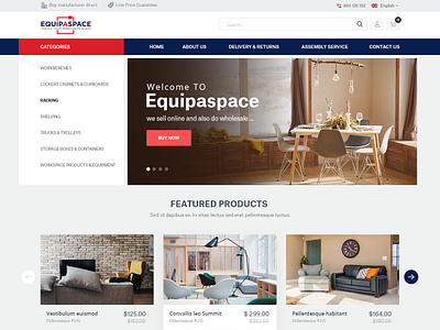 Equip A Space category e commerce esolz esolzwebdesign home page product listing webpage design website