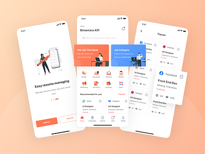 Joboard - Onboarding, Home, Popular Job List