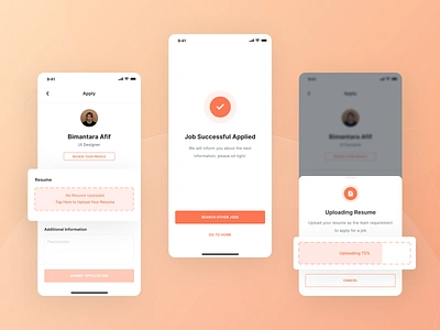 Joboard - Job Apply app apply design hiring hiring platform illustration ios job job application job apply job board minimal mobile mobile app submit ui ui kit upload ux vacancy