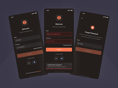 Joboard - Login (Dark Mode) app dark mode employee employer hiring hiring platform ios job job board login logo minimal mobile mobile app sign up ui ui kit ux vacancies vacancy