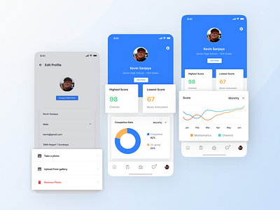 Smartdeck - Profile app design e learning education illustration minimal mobile mobile app online class online course online learning profile school school apps students teacher ui ui kit ux