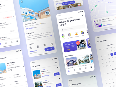 Brooms - Collase Version (Light Mode) air bnb android app booking booking apps collase holiday homestay hotel management hotels ios mobile mobile app tourist traveling trip ui ui kit ux vacation