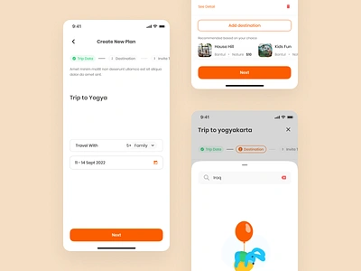 Moove - Create Plan (Light Mode) adventure app clean date picker design destination holiday illustration ios itinerary light mode minimal mobile app plan trip planner ui ui kit ux vacation