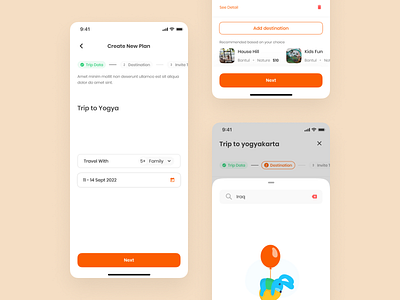 Moove - Create Plan (Light Mode) adventure app clean date picker design destination holiday illustration ios itinerary light mode minimal mobile app plan trip planner ui ui kit ux vacation