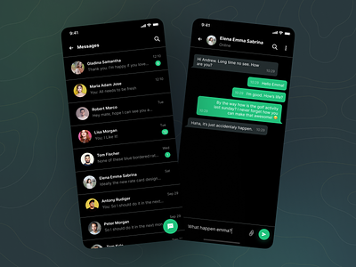 Holeswing - Message and Chat (Dark Mode) friend messages ui kit