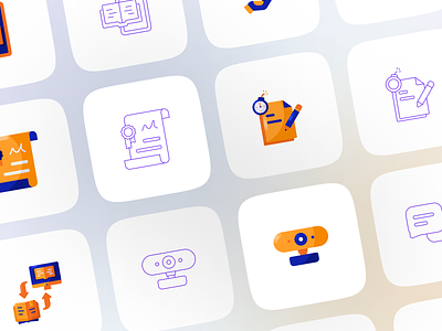 Online Learning Icon Illustration - Mix Style