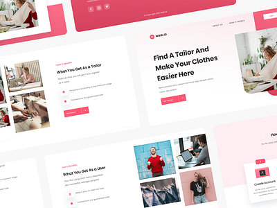 Nisik - Fashion Landing Page Snapshot (Light Mode) clean clothes design fashion figma homepage landing landing page light mode minimal page pink sew tailor ui ui kit ux web web design website