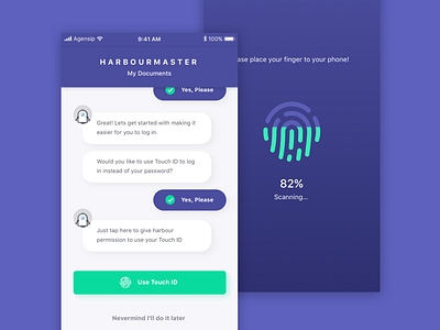 Harbourmaster - Pick The Way to Login ai app chat chatbbot clean discussion intelligence minimal moble ux