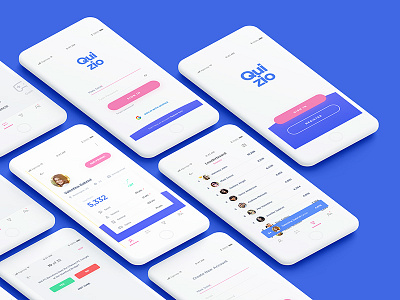 Quzio - All Screens Previewed in Phone Mockup