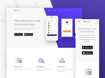 Appirian - Main Landing Page app card dailyui hero image initial landing minimal mobile page product promo screen startup uiux