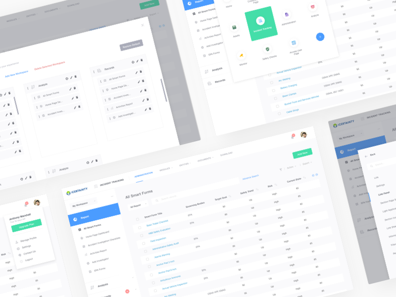 Factory Analysis Tool Snapshots table menu snapshot administration analysis workspace ux ui app factory inspection report dashboard incident