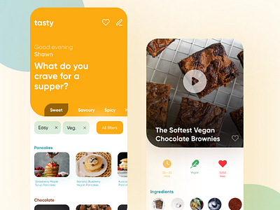 Recipes App | Mobile Design cook design food recipes ui ux video yellow