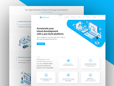 Product Page cloud computing flat isometric landing page live website minimal product page software uidesign user interface