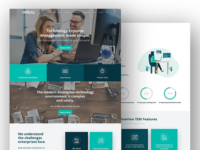 Nebula Landing Page branding design flat flat design homepage illustration landing page minimal photography product software type ui uidesign user inteface ux web website