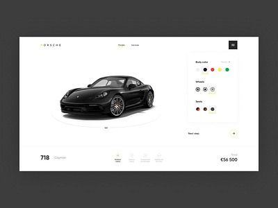 Porsche Configurator ar car cards clean configurator dark design graphic menu minimalism models online porsche shop site store ui ux web white
