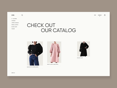 COS - Catalog & Product page animation beige black branding catalog cos design graphic minimalism motion page product shop store ui ux web white