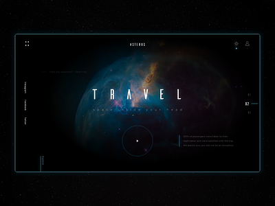 Asterus - Space Agency agency app asterus black blue company dark graphic minimal minimalism site space travel ui ux ux design web