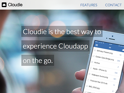 Cloudie Landing Page app store css3 html5 ios ios app iphone app landing page web design web development