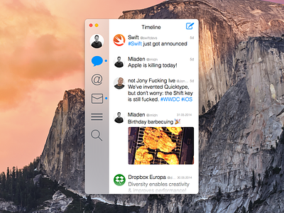 Twitter for OS X Yosemite app design mac app os x sketchapp twitter ux design yosemite