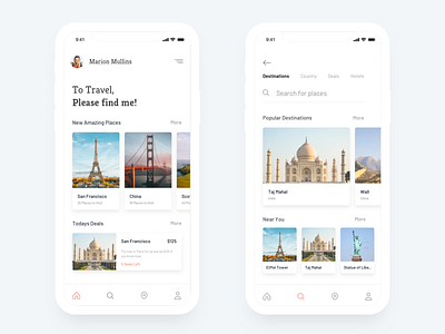 Travel app design concept