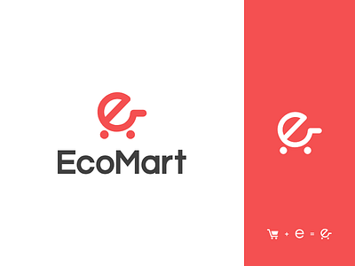 Ecomart branding design flat icon logo