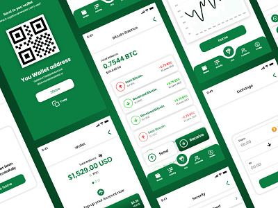 Crypto wallet App design app design application design branding catchy cypto wallet green green app minimal ui uiux user interface design wallet app design