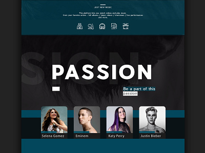 Emotions Music Website Designscroll app branding catchy dark dark app design digital digital advertising flat gif green grey minimal slider typography ui ux vector web website