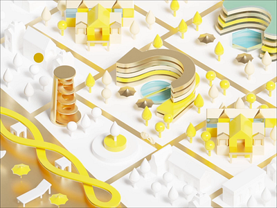 This is how the hover works on the map of Miracleon 3d 3d illustration 3d map animation design development gold golden hotels hover hover state illustration isometric map motion resort ruport ui web website