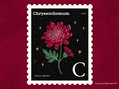 Flower Alphabet 03/26 abc alphabet art botanical chrysanthemum draw flower flowerart illustration illustrator letter c nature post mark