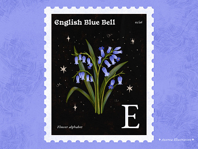 Flower alphabet 05/26 - English Blue Bell abc alphabet alphabet illustration art draw english blue bell flower art flowers illustration illustrator plant art post mark