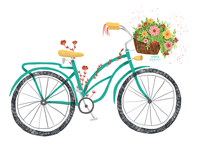 Flower Bike art beautiful bicycle bicycle days bike bike ride colorful enjoy flower flowers illustration life motivation plants riding summer