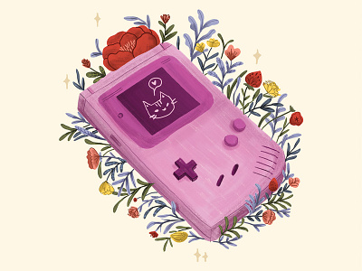 Game boy Nintendo art artist cat children illustration console draw flowers game game art gameboy illustration nerd nerdy nintendo plants