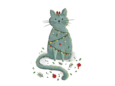 Cat Ilustration / Happy holidays art artist card card art cat celebration children art children illustration christmas christmas card draw holiday illustration illustrator newyear