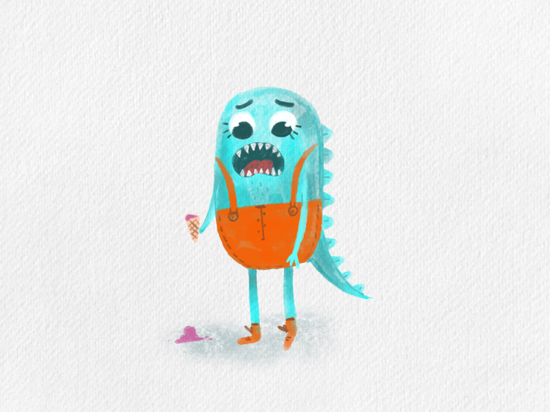 Sad monster animal children book illustration book illustration children illustration illustrator artist art draw children children art illustration ice cream monster watercolor