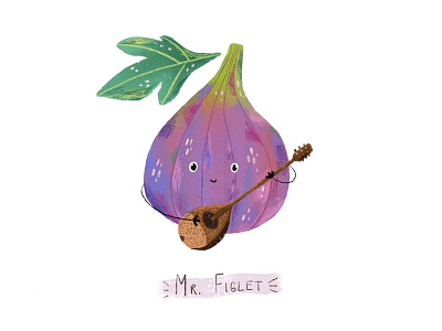 Mr Figlet art book illustration character art character illustration children art children book illustration children illustration draw editorial art editorial illustration fig food fruit illustration music