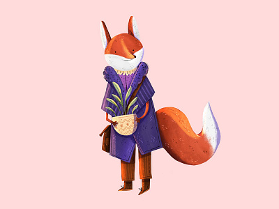 Mrs Fox animal art charachter character design children art children illustration colorful design draw fox illistration plant