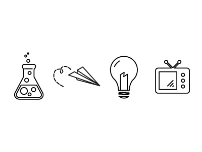 Think Lab beaker branding bulb icons light logo minimal paper plane tv vector web icons