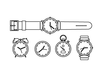 Timekeepers alarm animation branding clock icon line minimal stopwatch time vector watch wristwatch