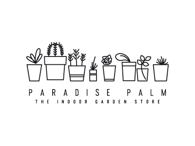 Paradise Palm branding cactus flower garden icon leaf logo minimal plant pots vector window graphic