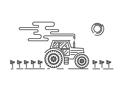 Grainstock Farms branding farm icons illustration minimal plant smoke sun tractor vector web icons wheat