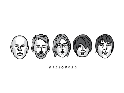 Radiohead branding face fan hair icon illustration line art minimal music portrait radiohead vector